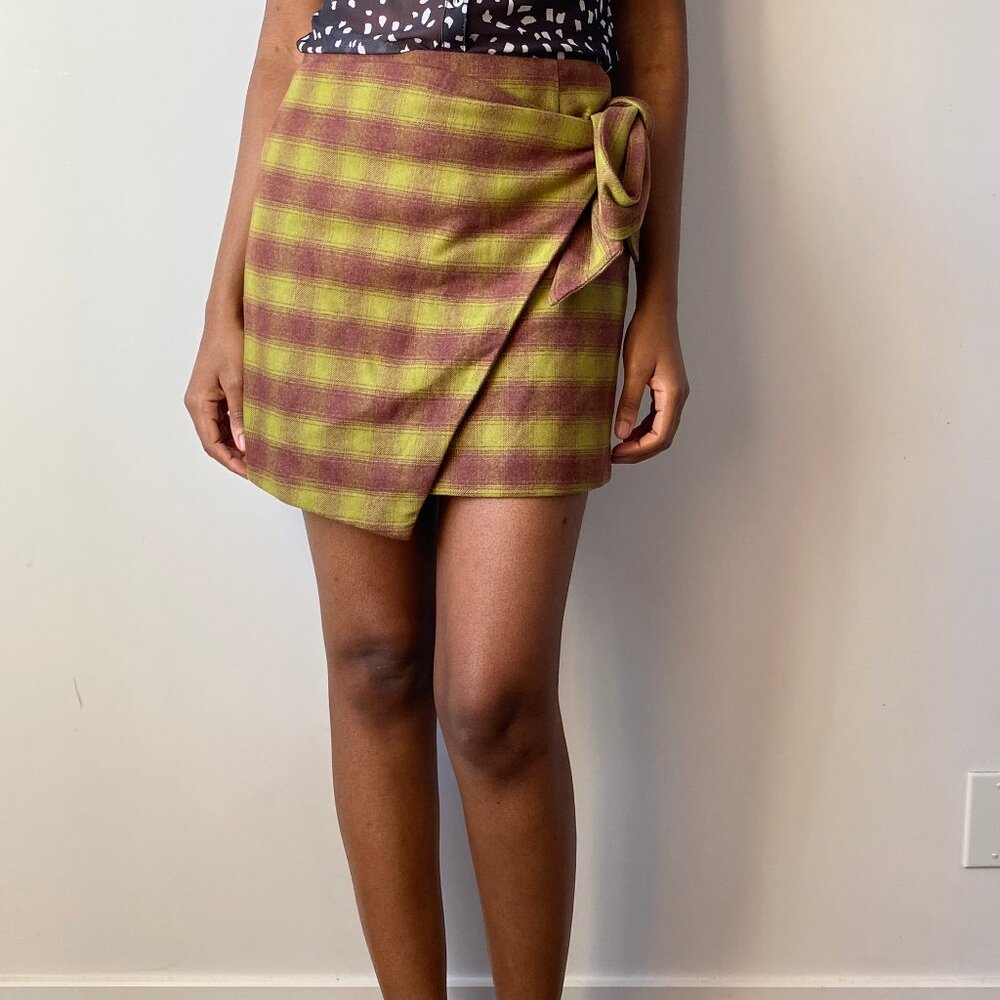 Aritzia Women's Green and Brown Skirt